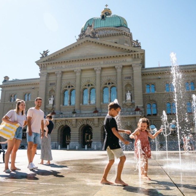 Wasserspiel auf dem Bundesplatz