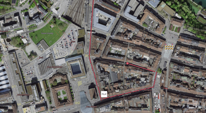 Weg zum Hotel Savoy Bern während der Baustelle